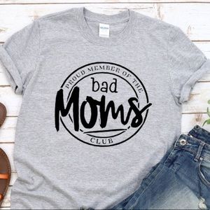 Cute NEW custom comfy womens bad moms club tee tshirt! Short sleeve grey